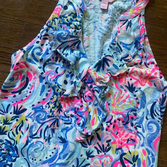 Lilly Pulitzer teen/women tropical shay ruffle aline halter shift dress svl - Picture 3 of 3